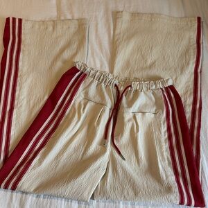 Cream Pants with Red Stripes